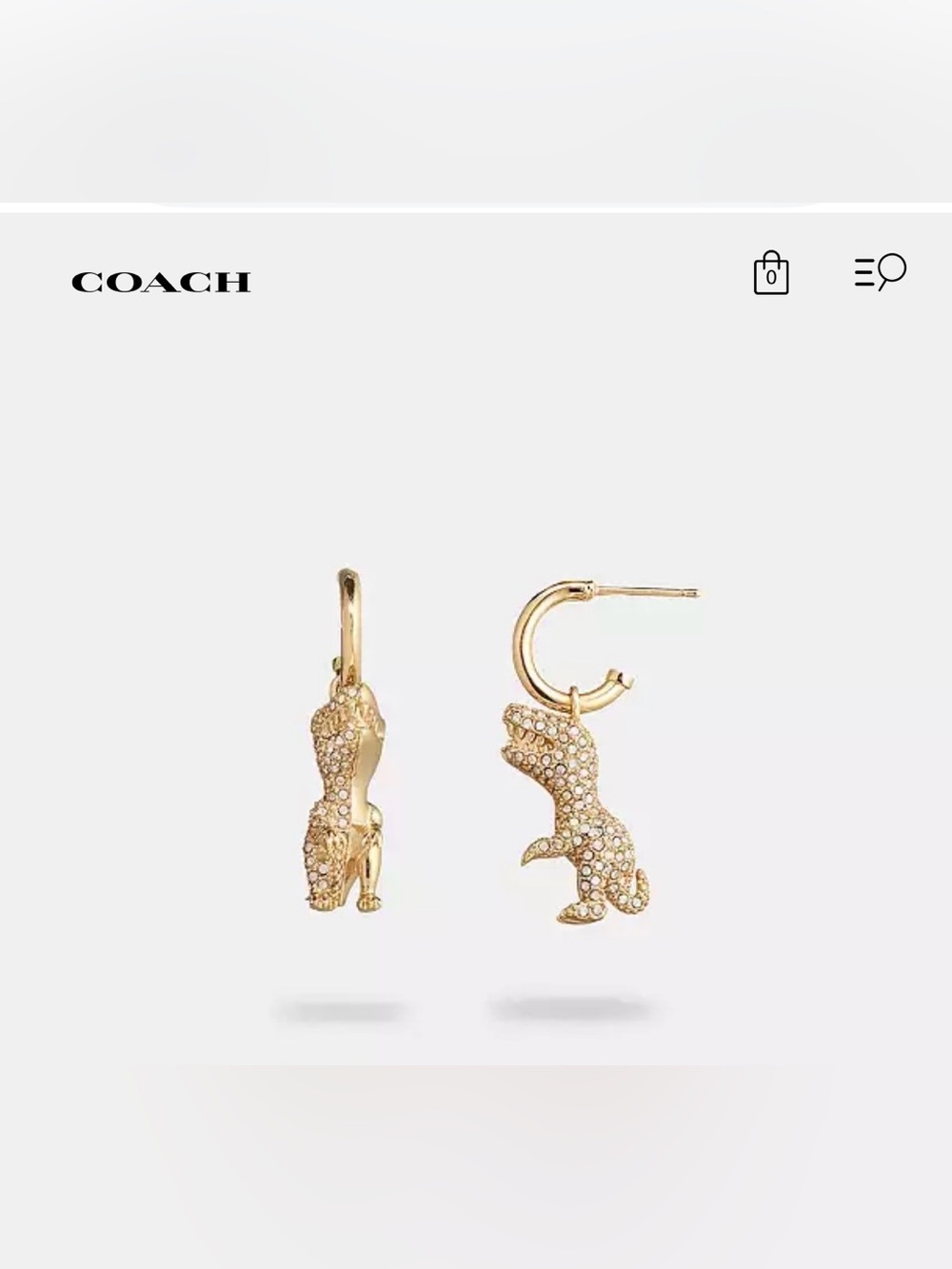 Coach Rexy 🦖 pave huggie earrings